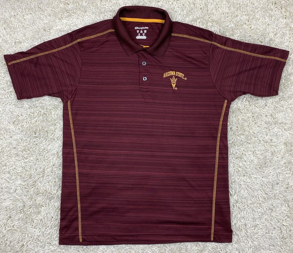 Champion Elite Arizona State Sun Devils Golf Polo Mens M Maroon Performance NWOT